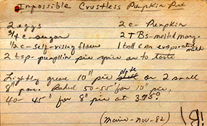 Impossible Crustless Pumpkin Pie